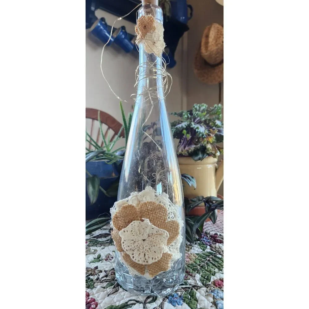 Decorative wine bottle with lights inside